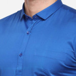 Men's Pure Cotton Royal Blue Solid Slim Fit Formal Full Sleeve Shirt For Men