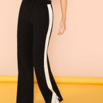 Women's black white stripped casual wear pant for women