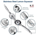 Manual Lemon Squeezer - Heavy Duty Stainless Steel - Press Hand Lime Citrus Fruit Juicer (Pack of 1).