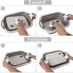 Cutting Chopping Board/Washing Bowl,Fruit Vegetable Basket (White & Gray) (3 in 1 Chopping Board)