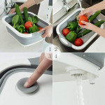 Cutting Chopping Board/Washing Bowl,Fruit Vegetable Basket (White & Gray) (3 in 1 Chopping Board)