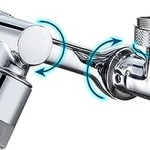 Swivel Faucet Aerator Rotatable Multi-Functional Extension Faucet, Faucet Extender for Taps, Tap Extender for Kitchen Sink with 2 Modes Splash