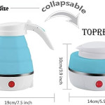 Travel Foldable Fast Boiling Portable Electric Kettle-Silicone Food Grade Boil Dry Protection 220V -600Ml (Blue/White/Pink),600 Watts.