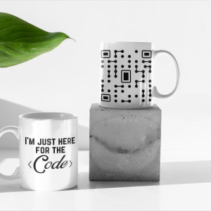 White Printed Mug - I Am Just Here For Code Written