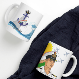White Printed Mug- Bharat Navi Logo And Solder