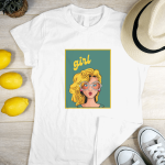 Single Side Girl Printed - White T-Shirt - Rounded Neck T-Shirt For Women