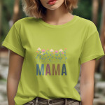 Single Side Mama Design Printed - Yellow T-Shirt - Rounded Neck T-Shirt For Women