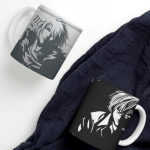 White Printed Mug - Anime Mafia Character Design