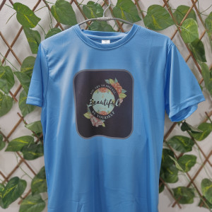 Blue T-Shirt Printed - Beautiful Be Yourself - You Are Special.