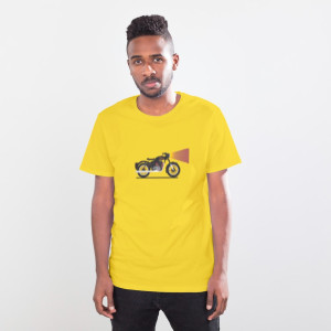 Single Side Retro Bullet Design Printed - Yellow T-Shirt - Rounded Neck T-Shirt For Men