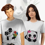 Single Side Couple Printed T-shirt - Panda