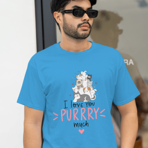 White T-Shirt Printed - I Love Purry Much Printed T-Shirt.