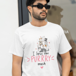 White T-Shirt Printed - I Love Purry Much Printed T-Shirt.