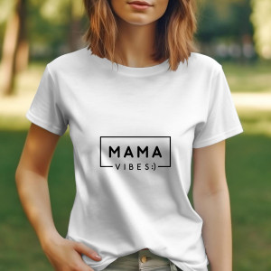 Single Side Mama Vibes Design Printed - Yellow T-Shirt - Rounded Neck T-Shirt For Women