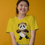 Panda with binoculars -  Girl's round neck T-Shirt