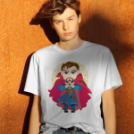 White T-Shirt Dual Side Printed - Doctor Strange Printed T-Shirt