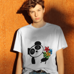 Single Side Couple Printed T-shirt - Panda