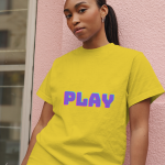 Single Side Couple Printed T-shirt - Play And Pause