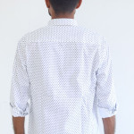 Men's Pure Cotton Regular Fit White with Gray dots Design Full Sleeve Shirt For Men