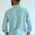 Men's Pure Cotton Regular Fit Light Green with Gray Design Full Sleeve Shirt For Men