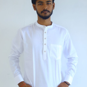 Men's Pure Cotton Regular Fit White color Full Sleeve Kurta For Men