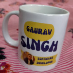 Custom Mug Printing With Predefined Design - Color - Blue & Yellow